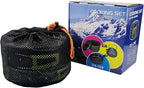 Peidesi Camping Cookware Mess Kit, Portable Camp Stove Pots and Pans Set, Carabiner, Folding Knife, Fork Spoon Kit, Carry Mesh Bag,Teapot for Backpacking, Outdoor Camping, Hiking and Picnic（16Pcs）