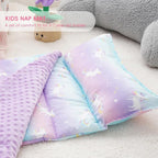 Bunnikins & Clover Toddler Nap Mat with Removable Pillow, Nap Mats for Preschool, Easy Clean Toddler Nap Pad for Kindergarten, Kids Sleeping Bag for Travel Camping