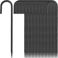 16 Inches 24-Pack J Hook Rebar Stakes Heavy Duty Tent Stakes with Chisel Point End, Steel Ground Anchors Metal Garden Stakes Chain Link Fence Stakes Black Coated