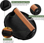 EWFEN Burger Press, 7" Round Heavy-Duty Cast Iron Smash Bacon Press Meat Steak with Wood Handle for Griddle, Sandwich, Nonstick Pan