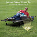 Anbte Ultralight Folding Camping Cot, Comfortable Portable Camping Cot Supports 275 lbs with Storage Bag & Side Pocket, Lightweight Folding Bed for Outdoor Travel Tent Indoor Emergency Bed, Black
