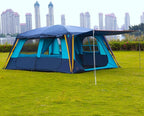 KTT Extra Large Tent 12 Person(A),Awning Family Cabin Tents,2 Rooms,4 Doors and 4 Windows with Mesh,Straight Wall,Waterproof,Double Layer,Big Tent for Outdoor,Picnic,Camping,Family Gathering。