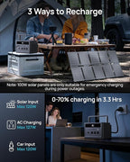 DaranEner Portable Power Station 600W (1200W Surge) with 100W Solar Panel, 576Wh LiFePO4 Battery, 3 AC Outlets, 100W USB-C PD Fast Charging Solar Generator for Camping, RV, Home Backup