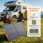 100W Portable Solar Panel with 5-in-1 Cable,23.5% Efficiency Mono Foldable Solar Charger for Jackery 300/Ecoflow River/Anker Solix,IP67 Waterproof Offgrid Power for Camping RV Battery Backup
