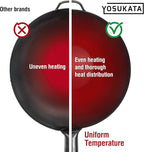 YOSUKATA 13.5" Carbon Steel Wok Pan – Pre-Seasoned Flat Bottom Pow Wok for Stir Fry, BBQ, Grill & Camping – Traditional Japanese Chinese Cookware – Compatible with Induction, Electric, Gas, Open Fire