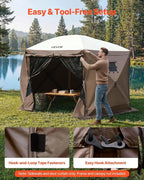 VEVOR 12x12ft Pop Up Gazebo Sidewalls with 2 Window, 3 Solid Waterproof Panels, UV Protection, Wind & Sun Privacy Walls with 1 Zippered Door for Outdoor Events, Compatible with COBIZI Screen Shelters