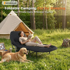 NEWBULIG Foldable Camping Cot for Adults, Sleeping Cots with Mattress, Pillow and Side Pocket, 6-Angle Adjustable Folding Camp Bed, 450lbs Weight Capacity, for Hiking, Traveling, Office Napping, Guest