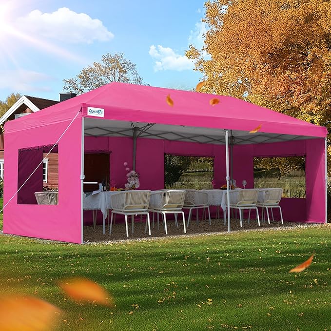 Quictent 10x20 Pop up Canopy with Sidewalls Easy up Canopy Tent Instant Shelter with Windows for Outdoor Event Party