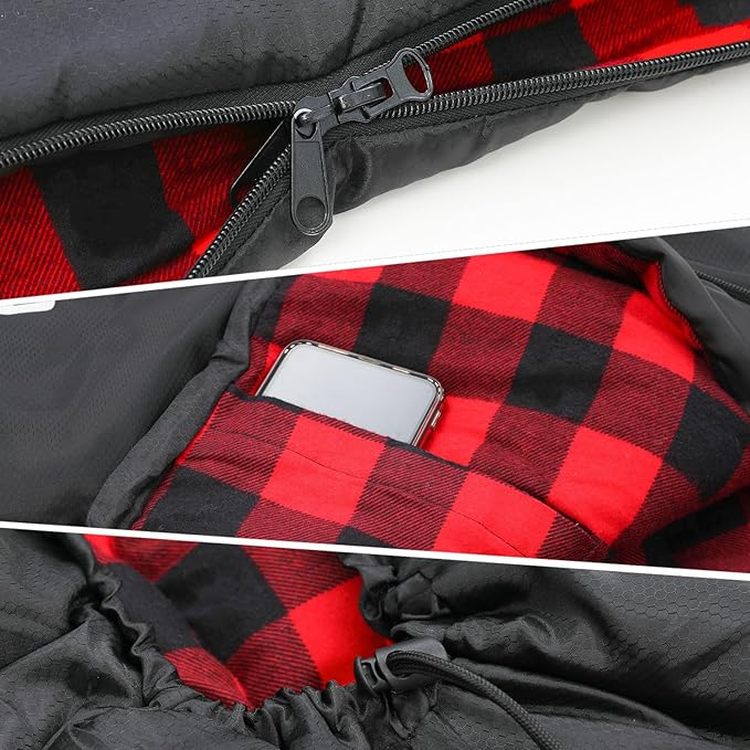 Sleeping Bag Cold Weather Sleeping Bags for Adults 0 Degree Sleeping Bag with Pillow Extra Large Flannel Big and Tall XXL Warm Winter Zero Degree Camping