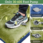 Sleeping Pad for Camping, 6" Velvet Camping Mat, Ultralight Inflatable Sleeping Pad with Built-in Foot Pump & Pillow, Compact for Camping Backpacking Hiking Traveling Tent