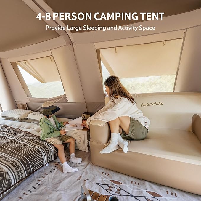 Naturehike Village Instant Tent, 4 Person 8 Person Camping Tent with Full Rainfly, Waterproof Large Cabin Tents for Car Camping