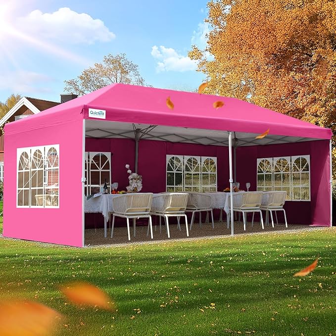 Quictent 10x20 Pop up Canopy with Sidewalls Easy up Canopy Tent Instant Shelter with Windows for Outdoor Event Party