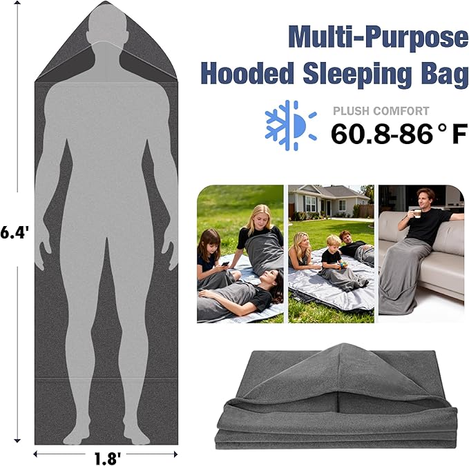 Sleep Pod for Deeper Sleep - Weighted & Cozy Wearable Blanket Hoodie, Home Camping Sleeping Bag, Anxiety Relief, Portable for Travel & Home Lounging