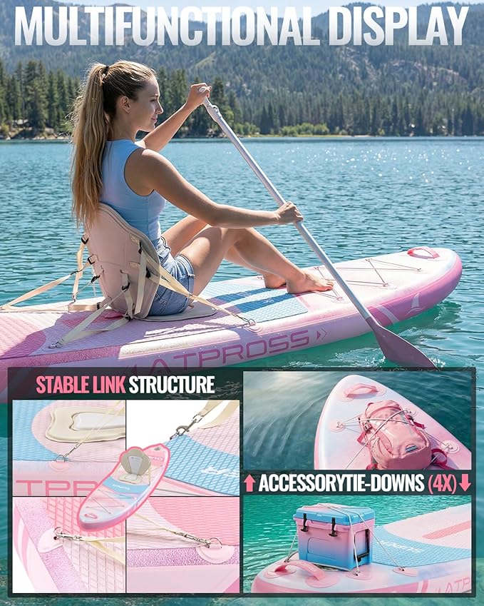 10'6''x33''Inflatable Stand Up Paddle Board, 400lbs Extra Wide Blow Up Paddle Board with Kayak Seat, Premium SUP Accessories Kit & Backpack, Non-Slip Stable Deck Boat for Yoga Fishing Surf
