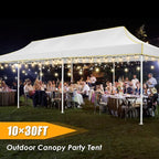 HOTEEL 10x30 Heavy Duty Pop Up Canopy Tent for Parties Event Wedding Commercial Instant Canopy with Wheeled Bag, Party Tent Waterproof UV 50+&Windproof, Upgraded Thick Hexagonal Legs, White