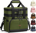 Lunch Box For Men Women Double Deck Insulated Lunch Bag For Men Woman Leakproof Expandable Cooler Bag with Adjustable Shoulder Strap for Work Shool Picnic(Green,Medium)