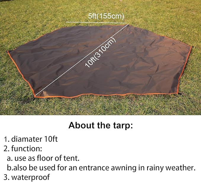 WINTENT 4 Season Waterproof Teepee Tent Yurt with Stove Jack for Adult Camping Hiking, Height 7.8FT/240CM