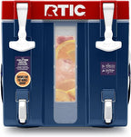 RTIC Halftime Water Cooler Portable Carrier Container, Drink Beverage Dispenser, Stackable with 2 Taps, Bottleless, BPA-Free, for Sports, Camping, BBQ, Parties, Picnic, & More, Patriot