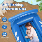 Lewondr Inflatable Kids Bed, Racecar Toddler Air Mattress with Safety Bumpers, Toddler Blow up Mattress with Hand Pump, Portable Toddler Travel Bed for Camping, Sleepovers, Vacation & Home, Blue