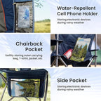 Oversized Camping Chair Heavy Duty- Portable Folding Chair, Cup Holder & Waterproof Phone Case for Adults, Beach, Hiking, Backyard (Blue & Light Gray, 1 PCS)