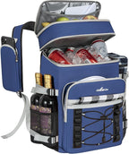 Cooler Backpack, 40 Cans Insulated Lunch Backpack Picnic Backpack for Men&Women, Durable Cooler Bag with 2 Leak Proof Compartments for Picnic, BBQ Camping, Lunch, Beach, Hiking, Blue