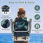 Tangkula Backpack Beach Chair with Table, 5-Position Lay Flat Beach Chairs with Cooler Bag, 2 Cup Holders, Towel Bar, Lightweight Low Folding Beach Chair