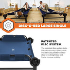 Disc-O-Bed Large Outdoor Modular 1 Person Single Camping Cot Portable Bed for Adults, Sleep Solution for Tents, Navy