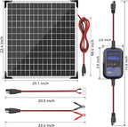 Voltset Solar Panel Kit 50W 12V with MPPT Controller, Solar Battery Trickle Charger Maintainer, Waterproof Solar Panel with Adjustable Mount Bracket for Boat RV Motorcycle Marine