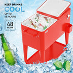 VINGLI 80 Quart Rolling Ice Chest, Portable Patio Party Bar Drink Cooler Cart, with Shelf, Beverage Pool with Bottle Opener