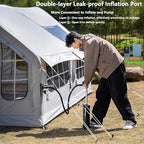 Inflatable Tent with Pump, Easy Set up Inflatable Camping Tent for 2-8 Persons, 4-Season Inflatable Tent, Glamping Outdoor Air Blow Up Tent, Family Camping Tent Grey2