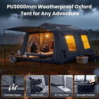 ABORON 2/6/8/10/12 Person Inflatable Camping Tent, Easy Setup Blow Up Tent with Hand Pump, PU3000mm Waterproof & Breathable 4 Season Glamping Tent for Outdoor Camping