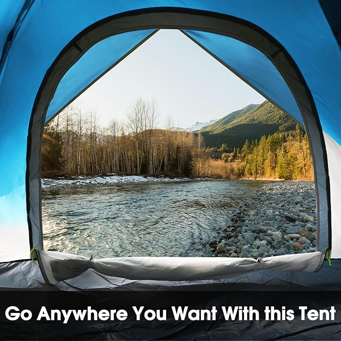 MOON LENCE Pop Up Tent 3-4 Person, 60s Instant Setup Camping Tent with 2 Doors, Water-Resistant & Windproof Dome Tent for Car Camping, Backyard, Traveling