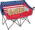 ARROWHEAD OUTDOOR Portable Folding Double Duo Camping Chair Loveseat w/ 2 Cup & Wine Glass Holder, Carrying Bag, Supports up to 500lbs
