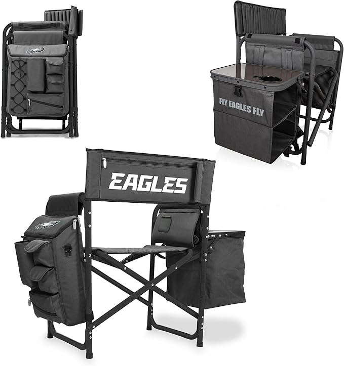 Picnic TIME NFL Unisex-Adult NFL Fusion Camping Chair with Side Table and Soft Cooler, Beach Chair for Adults, Lawn Chair