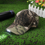 Coume Baseball Cap with Light Rechargeable LED Hat with USB Cable and Battery, Full Cotton Adjustable Headlamp Hat for Fishing Jogging Camping Hand Work(Camouflage)