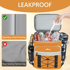 Cooler Backpack, 40 Cans Insulated Lunch Backpack Picnic Backpack for Men&Women, Durable Cooler Bag with 2 Leak Proof Compartments for Picnic, BBQ Camping, Lunch, Beach, Hiking, Orange