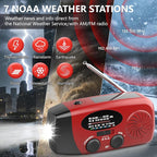 18500mWh Weather Emergency Radio, Portable Solar AM/FM/NOAA Hand Crank Radio, Cell Phone Charger with SOS, 1W LED Flashlight, Headphone Jack, Power for Emergency Preparedness (5000mAh Red)