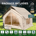 Coody Inflatable Canvas Camping Tents with Stove Jack – Premium Air Beam Family Glamping Tent, Breathable Cotton Canvas, Fast Setup Air Tent with Pump