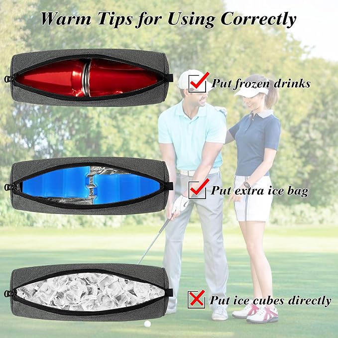 2 Pack Golf Cooler Beer Sleeve for Golf Bag Beverage Sleeve Small Can Cooler Accessories Keep Drinks Cold Golf Cooler Sleeve for Outdoor Sports Daily Work Travel Hiking