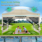 COBIZI 10x15 Canopy Tent, Heavy Duty Pop up Canopy with Sidewalls, Waterproof Easy Setup Canopy with Mosquito Netting, Outdoor Instant Screen Tents for Parties, Wedding, Backyard with Carry Bag, Khaki
