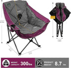Northroad Oversized Foldable Camping Chair, Outdoor Padded Lawn Chair w/Cup Holder,Carry Bag for Beach, Hiking, and Picnics,Heavy-Duty 300-lbs Capacity, Purple