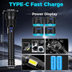 Flashlights High Lumens Rechargeable, Super Bright Led Flashlight with 7 Modes & IPX7 Waterproof, Adjustable Focus Tactical Handheld Powerful Flashlight for Home Camping Emergencies Hiking