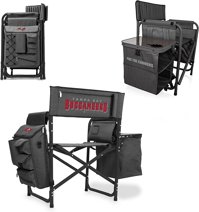 Picnic TIME NFL Unisex-Adult NFL Fusion Camping Chair with Side Table and Soft Cooler, Beach Chair for Adults, Lawn Chair