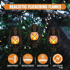 Retisee Vintage LED Lantern Battery Powered Camping Lamp Indoor Outdoor Hanging Lantern Flickering Fire Lamps with Remote Control for Patio Yard Door Front Decor(4 Pcs)