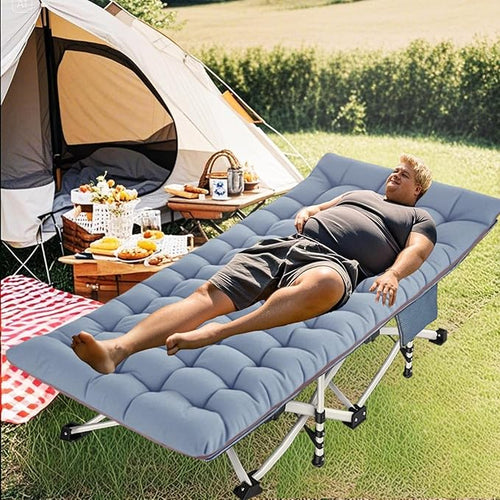 2 Pack Extra Wide Camping Cot with Comfortable Mattress for Adults Oversize XXL Cots for Camping Bed Folding Cot Heavy Duty with Carry Bag for Outdoor Indoor Home