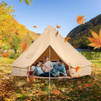 Happybuy Canvas Bell Tent - 4 Seasons Breathable 100% Cotton Canvas Yurt - w/Stove Jack, Luxury Glamping Tent Waterproof for Family Camping, Hunting, Party