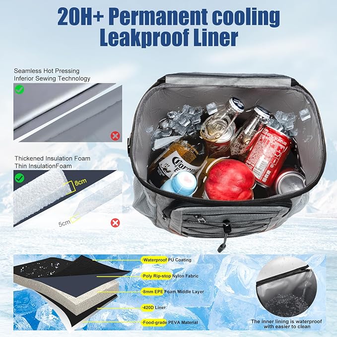 Backpack Cooler Insulated Leak Proof for Men Wowen 36 Cans Soft Cooler Backpack Insulated Waterproof Large Capacity Coolers Bag Portable for Lunch Camping Travel Picnic Hiking