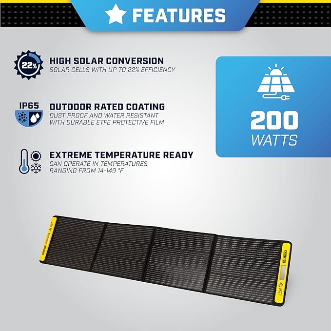 Champion Power Equipment 201247 200-Watt Portable Foldable Solar Panels with Extension Cable and Kickstand