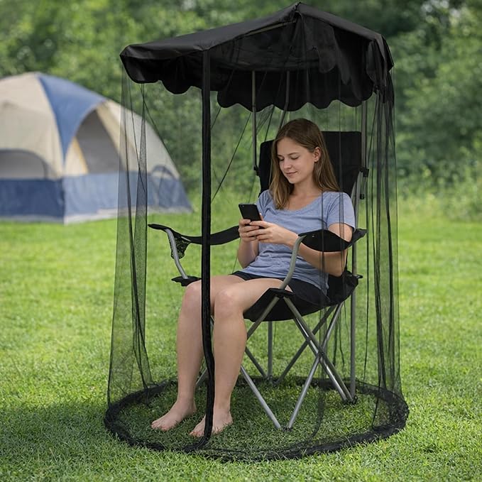 1 Pcs Canopy Chair Mosquito Net, Mosquito Mesh Chair Net with Waterproof Roof and Zipper Opening,Mosquito Net Chairs Cover for Outdoor Hiking Hunting Fishing Camping, Excluding Chairs