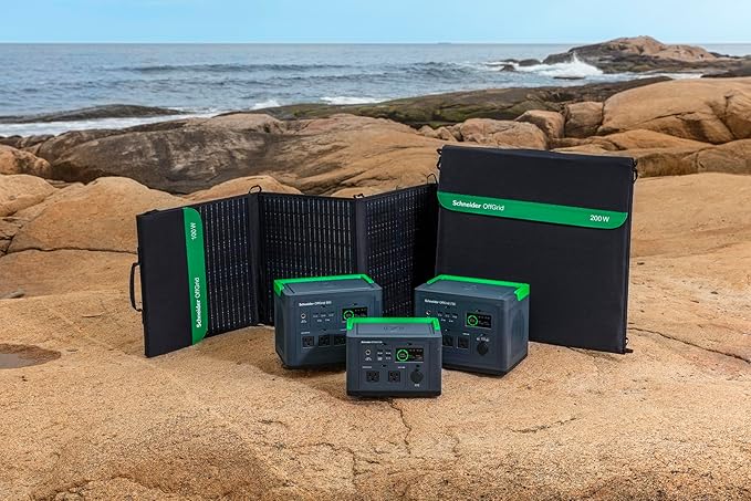Schneider OffGrid 200W Portable Solar Panel, PSP200 Solar Generator Panels, All-in-One Solar Panel and Carrying Case